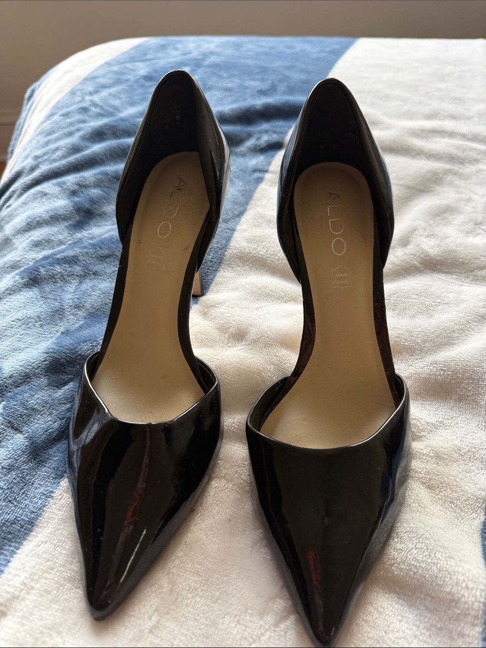 Aldo Black Patent Pointed D'Orsay Heels